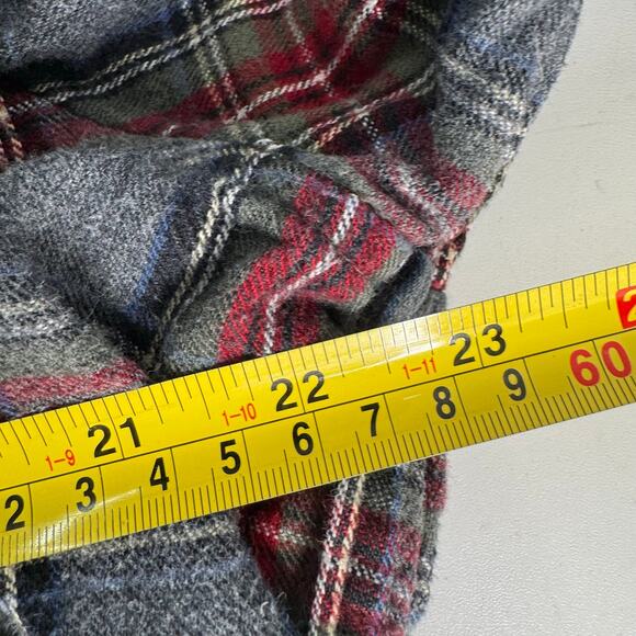 L.L. BEAN Scotch Plaid Flannel Shirt Relaxed Zip Hoodie Gray Red Women’s XL - Picture 5 of 7